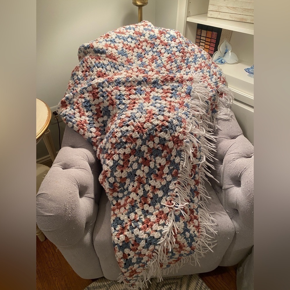 Crocheted Handmade Afghan. Grandmacore Roseanne Barr look to it. Made with ♥️